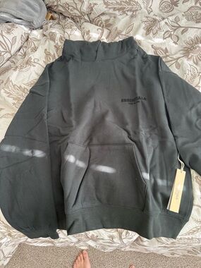 Essentials Black Pullover Hoodie with Kangaroo Pocket